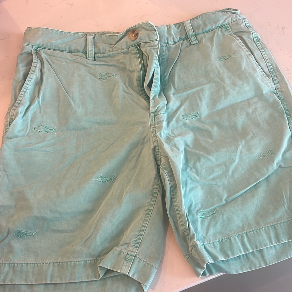Green fish vineyard vines island shorts